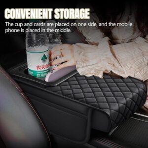 Car Armrest Box Pad Universal Storage Bag, Elbow Support, Soft Cushion & Cup Holder for All Cars