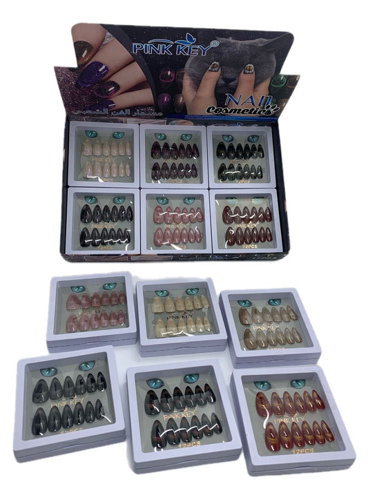 Pink Key Cat Eye Nails (Item No 2407 Almond)