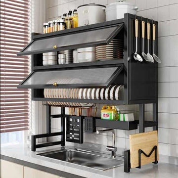 2 Layer Over the Sink Cabinate (Box Packing)* Black & White Colour Available Size: Width: 85 cm Height: 90 cm Depth: 28 cm