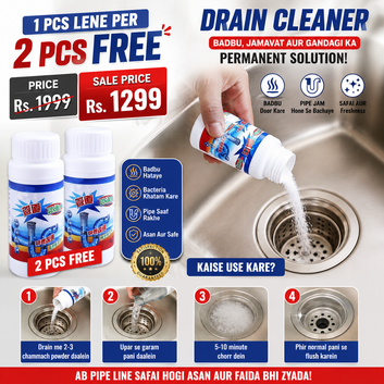 Drain Cleaning Powder, Pipe Dredge Deodorant, Powerful Sink And Drain Cleaner, Magic Fast Foaming Pipe Dredge, Kitchen Toilet Pipeline Cleaner 🎁 Buy 1 Get 2 Pieces Free